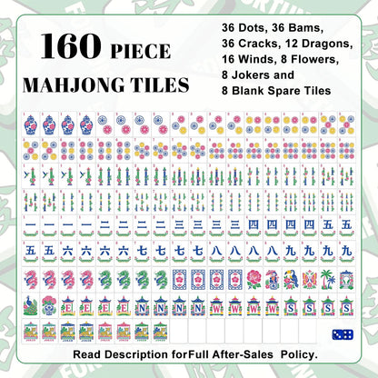 Green Lattice American Mahjong Tiles (Traditional Porcelain Style)