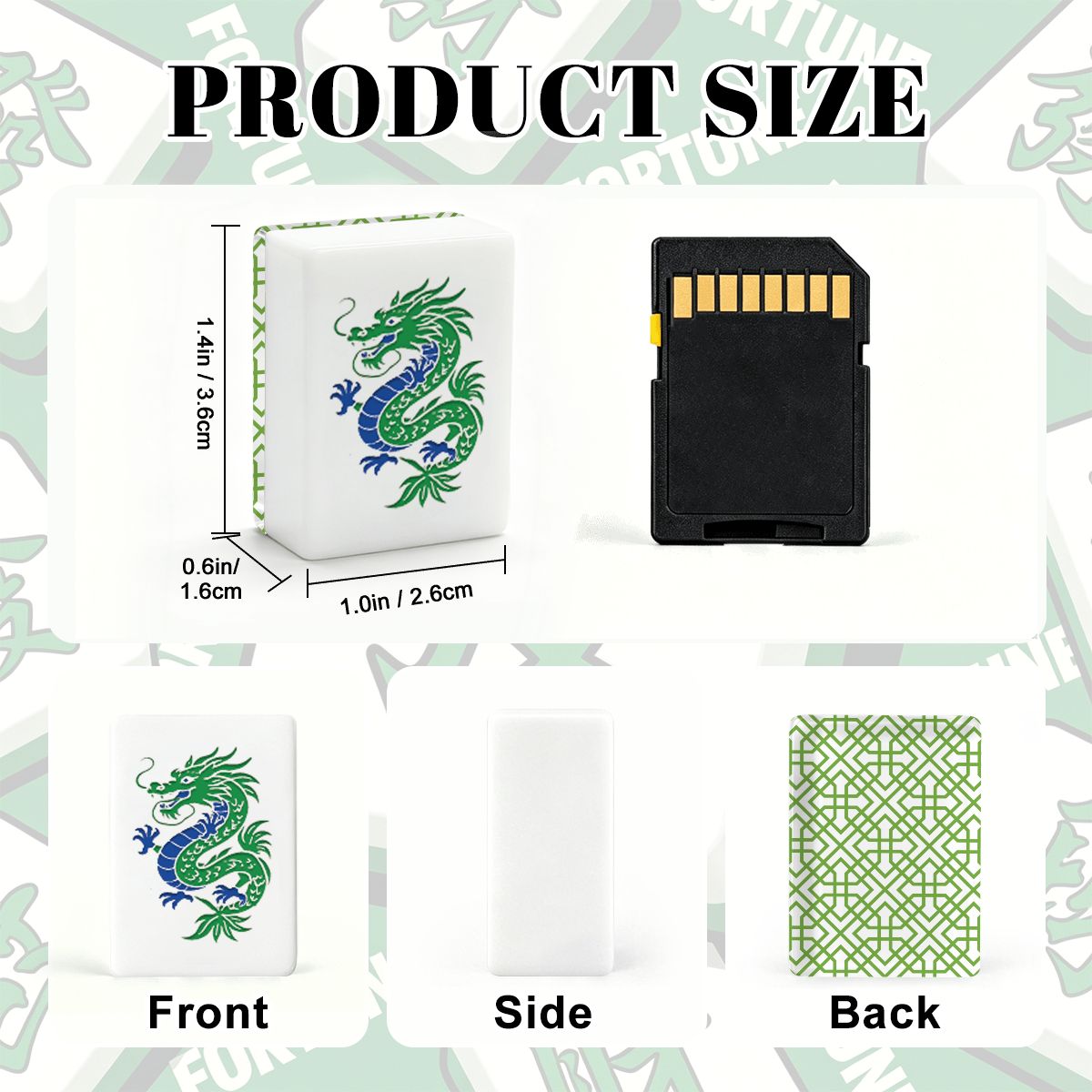 Green Lattice American Mahjong Tiles (Traditional Porcelain Style)