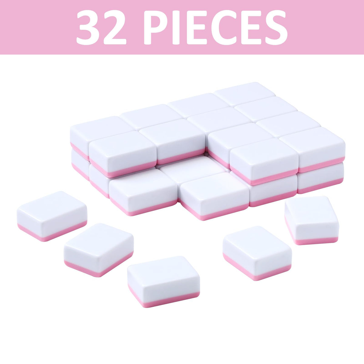 Blank Mahjong Tiles Set, 32 Pieces, Suitable for 1.2 "(30mm) Standard Size American Mahjong Tiles, Replace Lost Tiles & Can Be Used Together with Mahjong Stickers (Stickers Not Included)