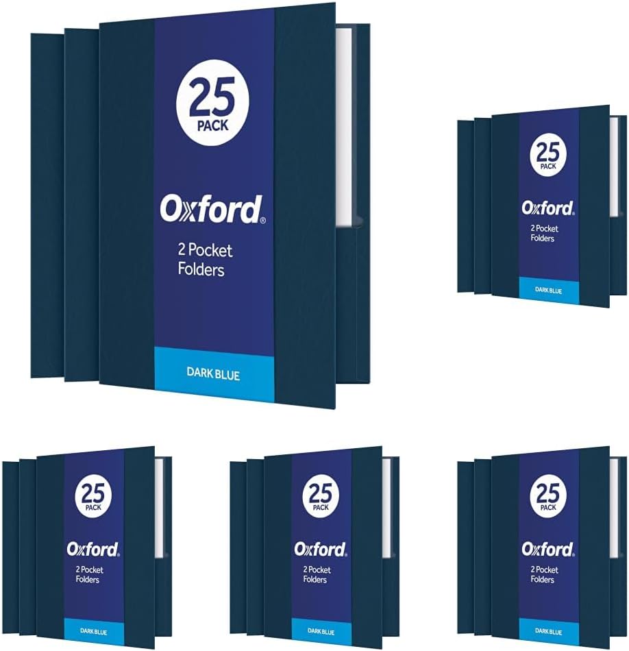 Oxford Two Pocket Folders, Textured Paper, Green, For School, Home, and Office, Letter Size, 25 Per Box (57503EE)