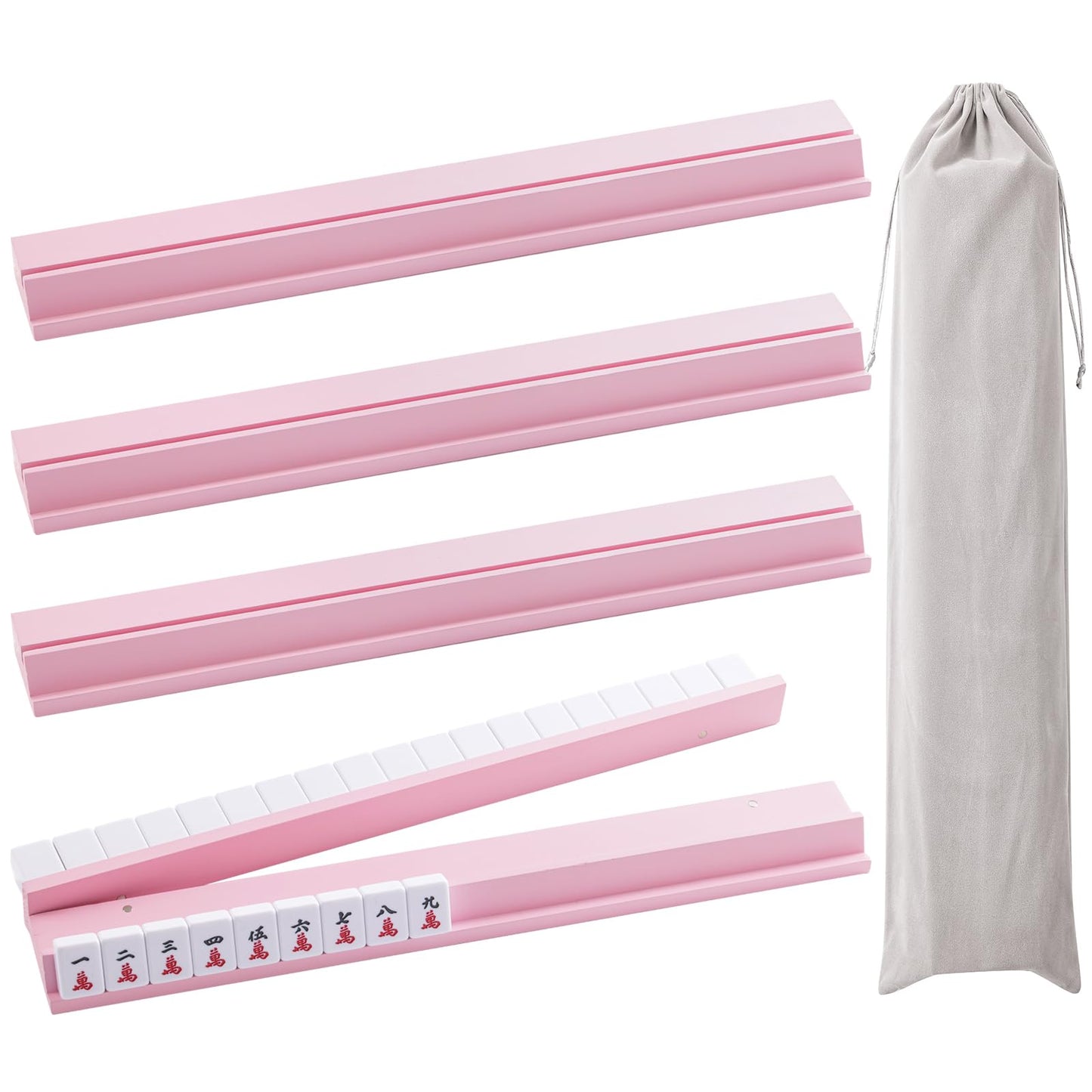 4PCS Wooden Mahjong Racks with Magnetic Pushers, 20" or 17.5" options