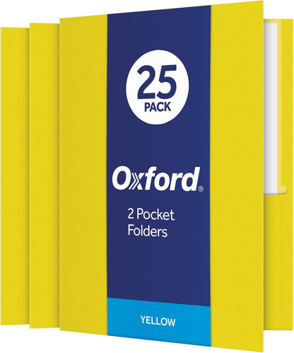 Oxford Two Pocket Folders, Textured Paper, Green, For School, Home, and Office, Letter Size, 25 Per Box (57503EE)