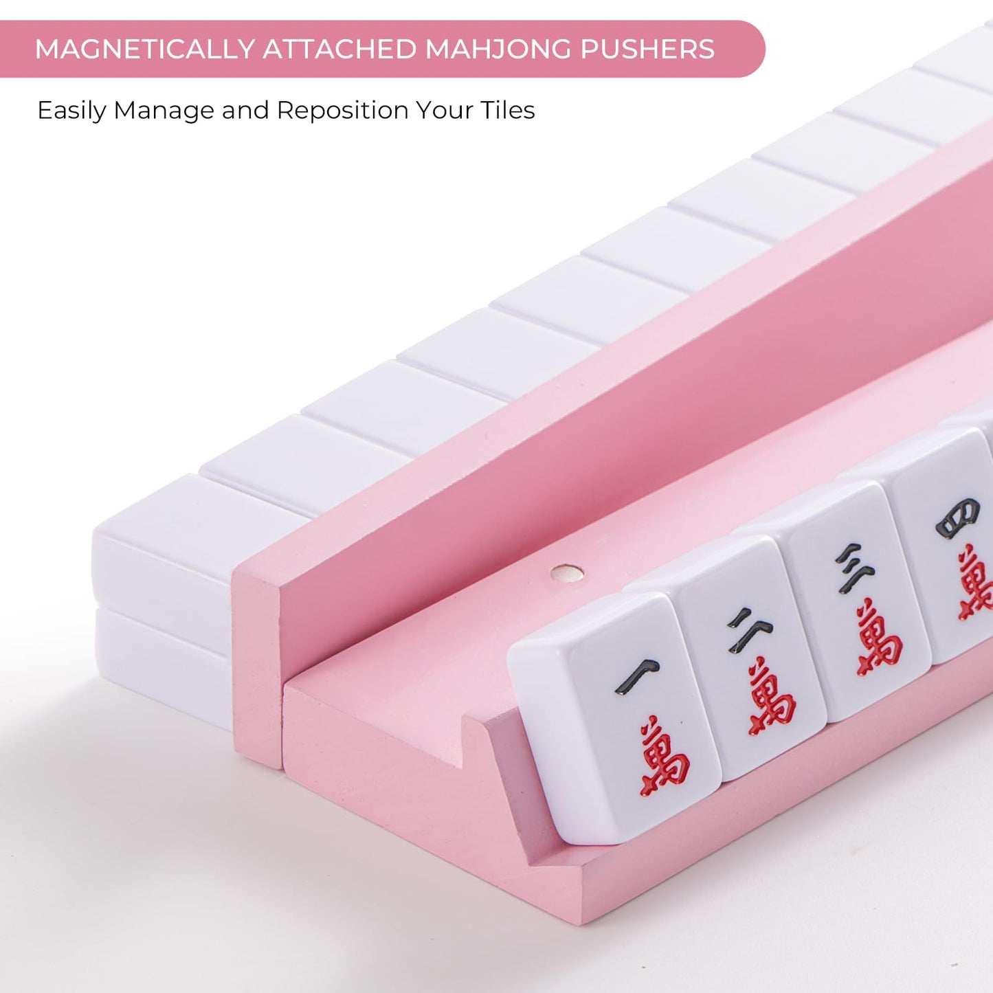 4PCS Wooden Mahjong Racks with Magnetic Pushers, 20" or 17.5" options