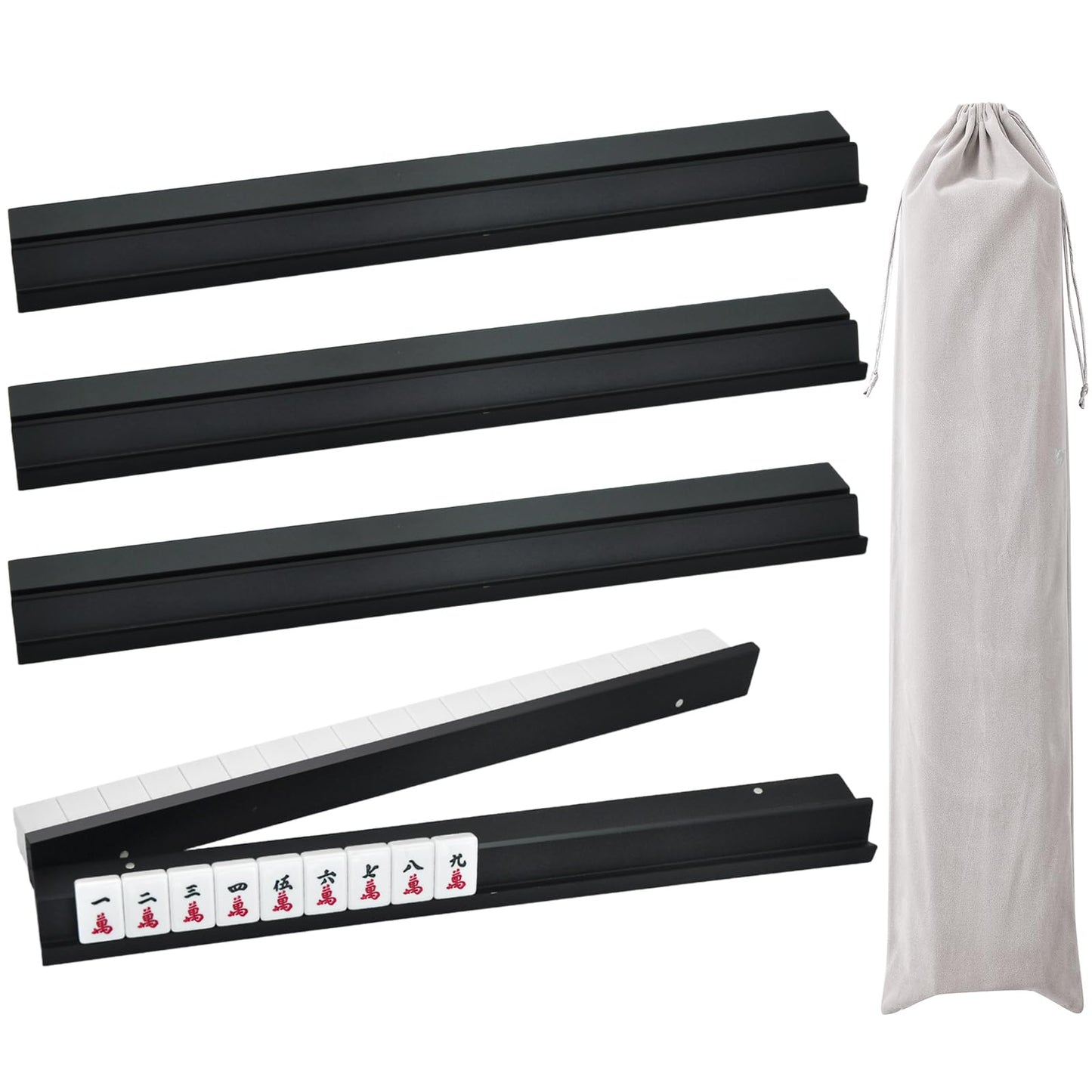 4PCS Wooden Mahjong Racks with Magnetic Pushers, 20" or 17.5" options