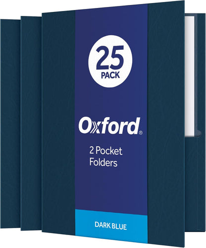 Oxford Two Pocket Folders, Textured Paper, Green, For School, Home, and Office, Letter Size, 25 Per Box (57503EE)