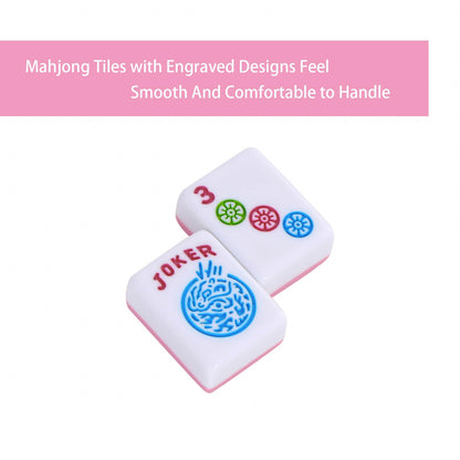 American Mahjong Set with pink tiles and racks/pushers included