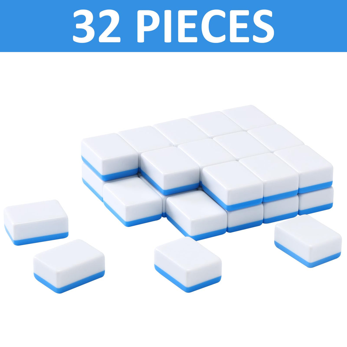 Blank Mahjong Tiles Set, 32 Pieces, Suitable for 1.2 "(30mm) Standard Size American Mahjong Tiles, Replace Lost Tiles & Can Be Used Together with Mahjong Stickers (Stickers Not Included)