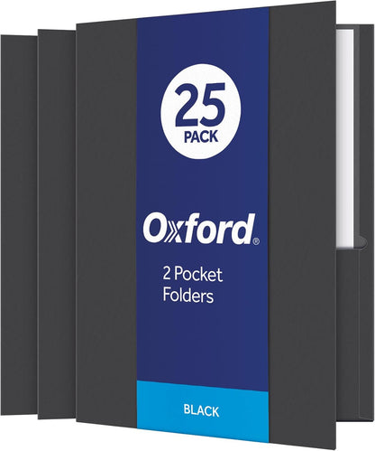 Oxford Two Pocket Folders, Textured Paper, Green, For School, Home, and Office, Letter Size, 25 Per Box (57503EE)