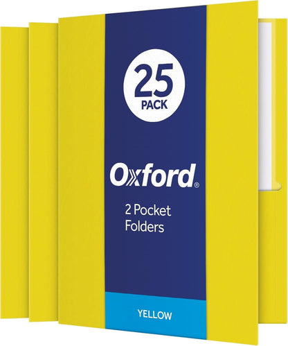 Oxford Two Pocket Folders, Textured Paper, Green, For School, Home, and Office, Letter Size, 25 Per Box (57503EE)