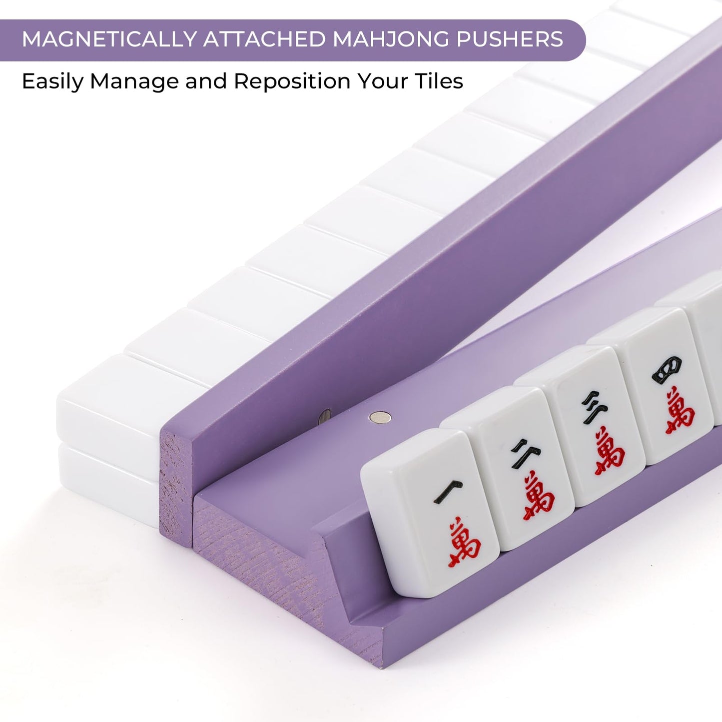 4PCS Wooden Mahjong Racks with Magnetic Pushers, 20" or 17.5" options