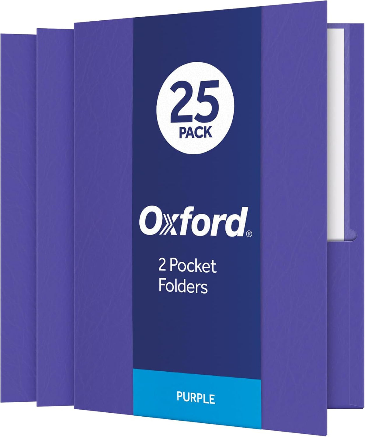 Oxford Two Pocket Folders, Textured Paper, Green, For School, Home, and Office, Letter Size, 25 Per Box (57503EE)