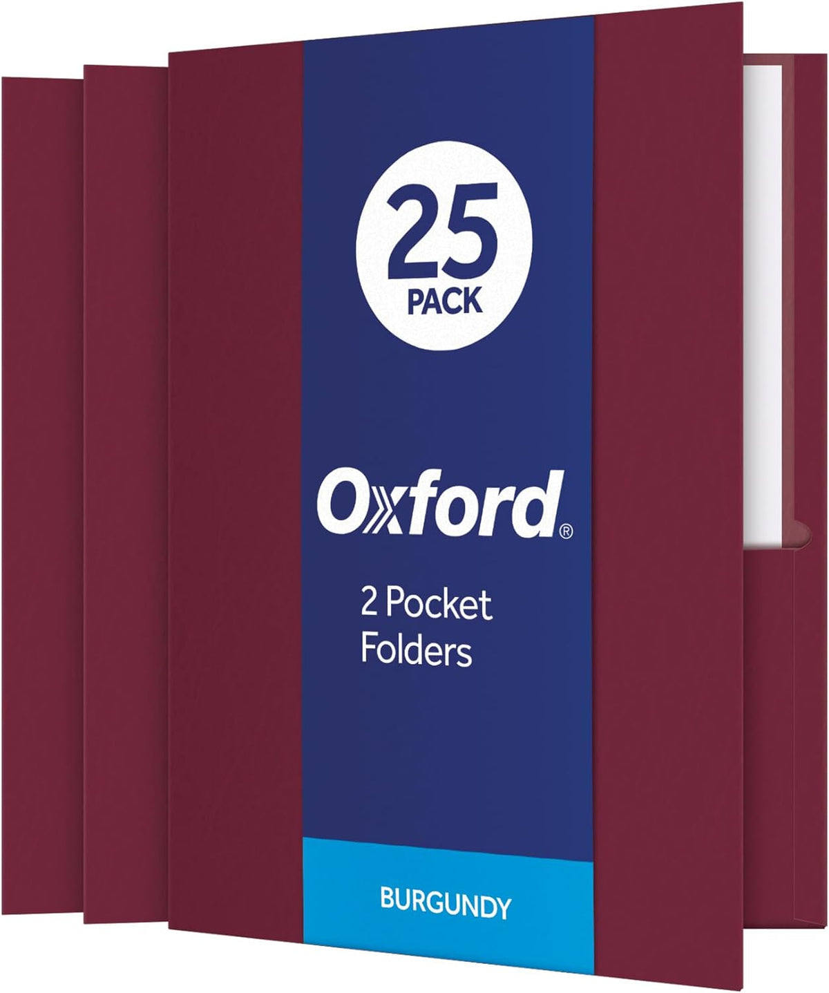 Oxford Two Pocket Folders, Textured Paper, Green, For School, Home, and Office, Letter Size, 25 Per Box (57503EE)