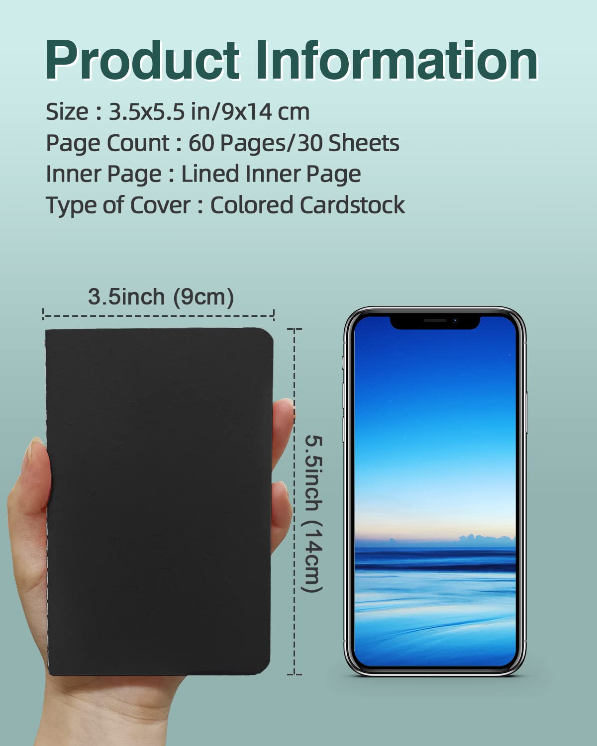 Lzerking Mini Notepads Bulk 36 Pack 3.5 x 5.5 Inches,Small Pocket Journal Notebooks-Green Cover, 30 Sheets/60 Pages, Children Can Use to Write Stories