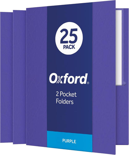 Oxford Two Pocket Folders, Textured Paper, Green, For School, Home, and Office, Letter Size, 25 Per Box (57503EE)