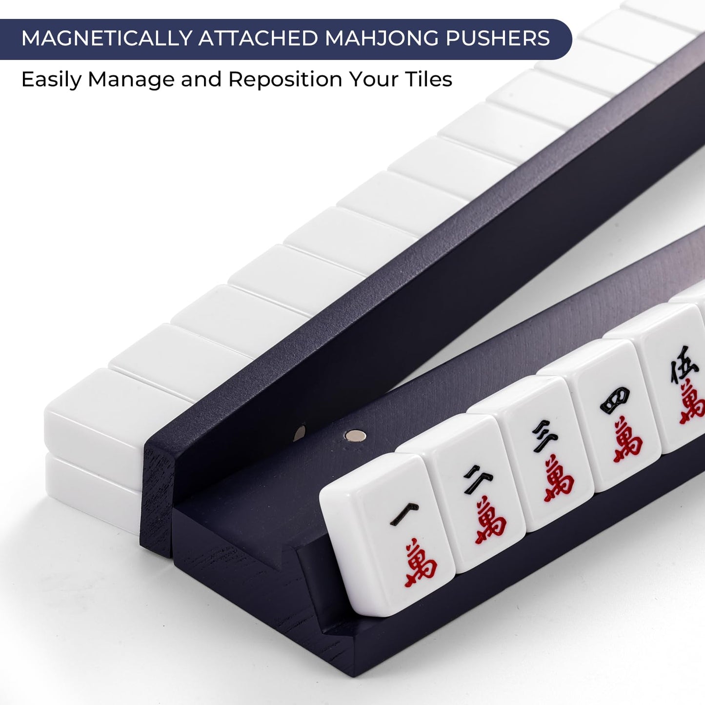 4PCS Wooden Mahjong Racks with Magnetic Pushers, 20" or 17.5" options