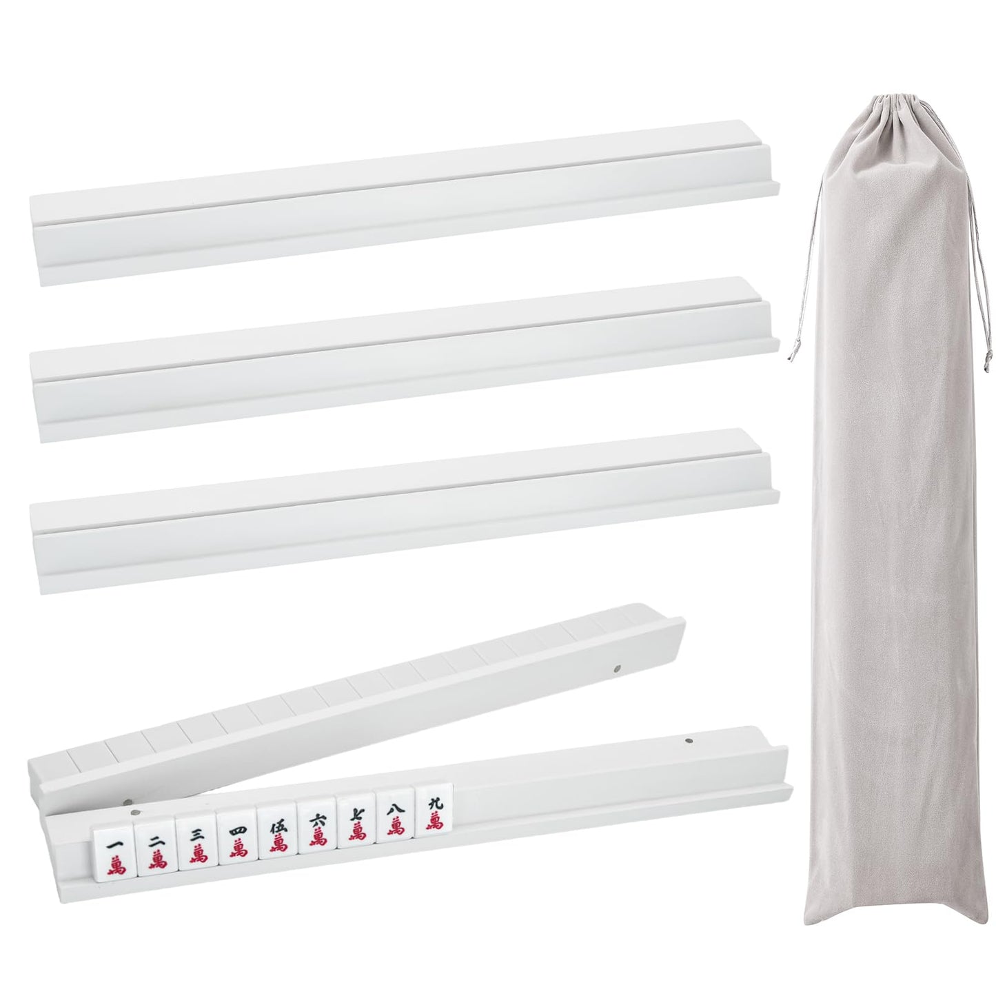 4PCS Wooden Mahjong Racks with Magnetic Pushers, 20" or 17.5" options