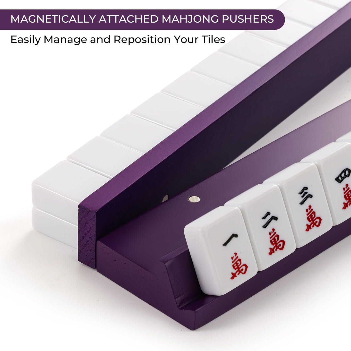 4PCS Wooden Mahjong Racks with Magnetic Pushers, 20" or 17.5" options