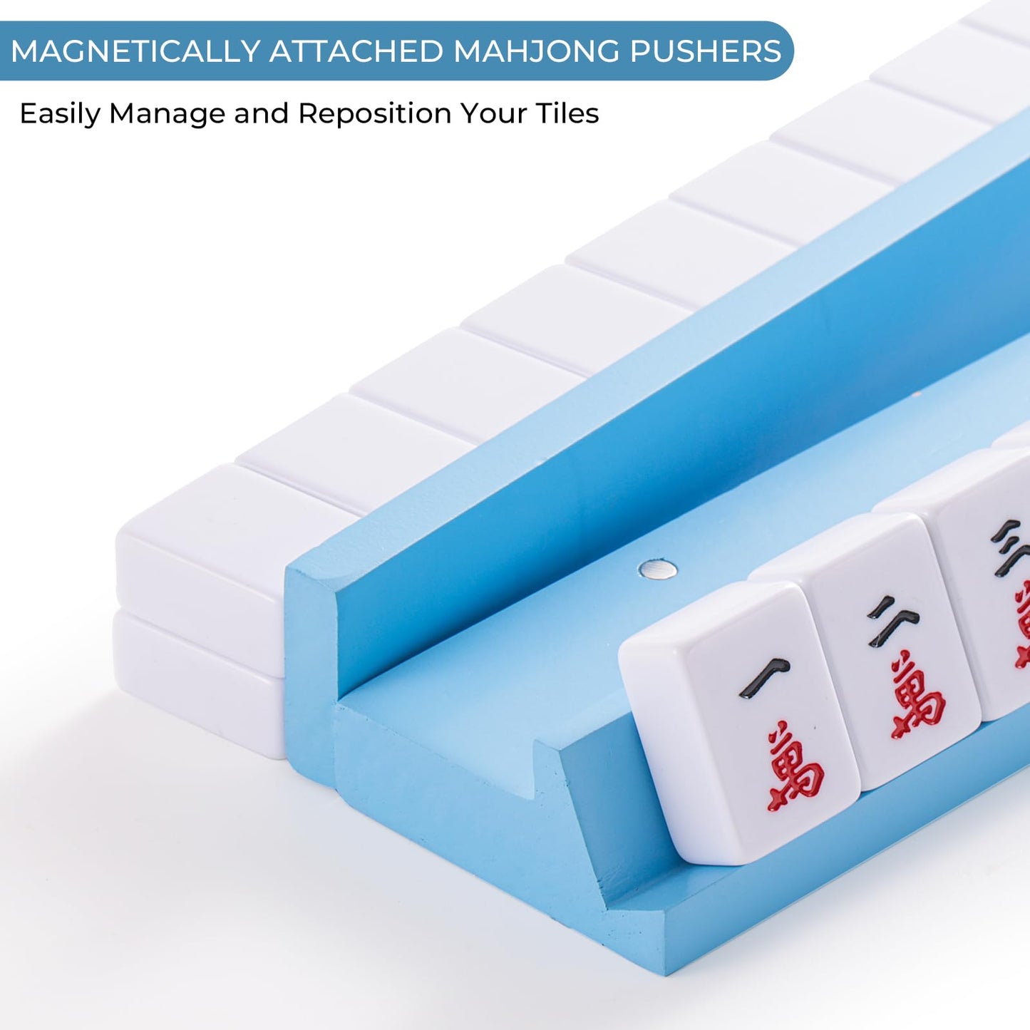 4PCS Wooden Mahjong Racks with Magnetic Pushers, 20" or 17.5" options