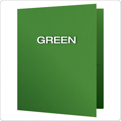 Oxford Two Pocket Folders, Textured Paper, Green, For School, Home, and Office, Letter Size, 25 Per Box (57503EE)