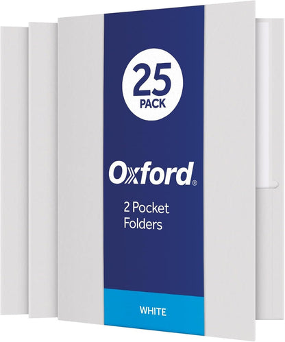 Oxford Two Pocket Folders, Textured Paper, Green, For School, Home, and Office, Letter Size, 25 Per Box (57503EE)