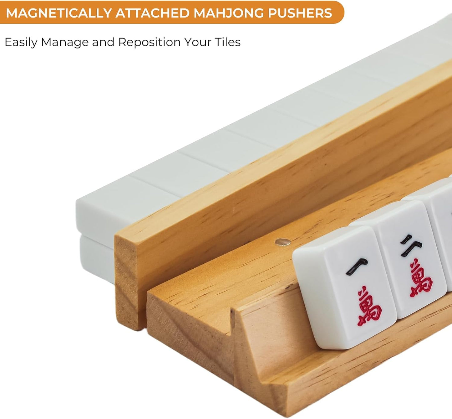 4PCS Wooden Mahjong Racks with Magnetic Pushers, 20" or 17.5" options