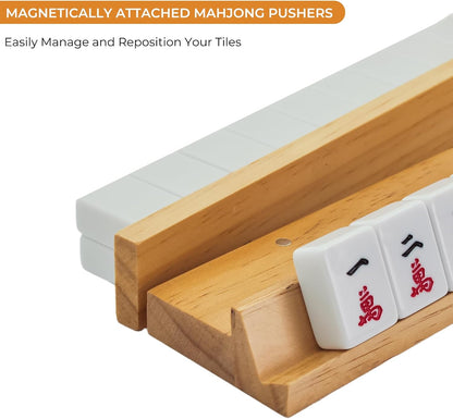 4PCS Wooden Mahjong Racks with Magnetic Pushers, 20" or 17.5" options
