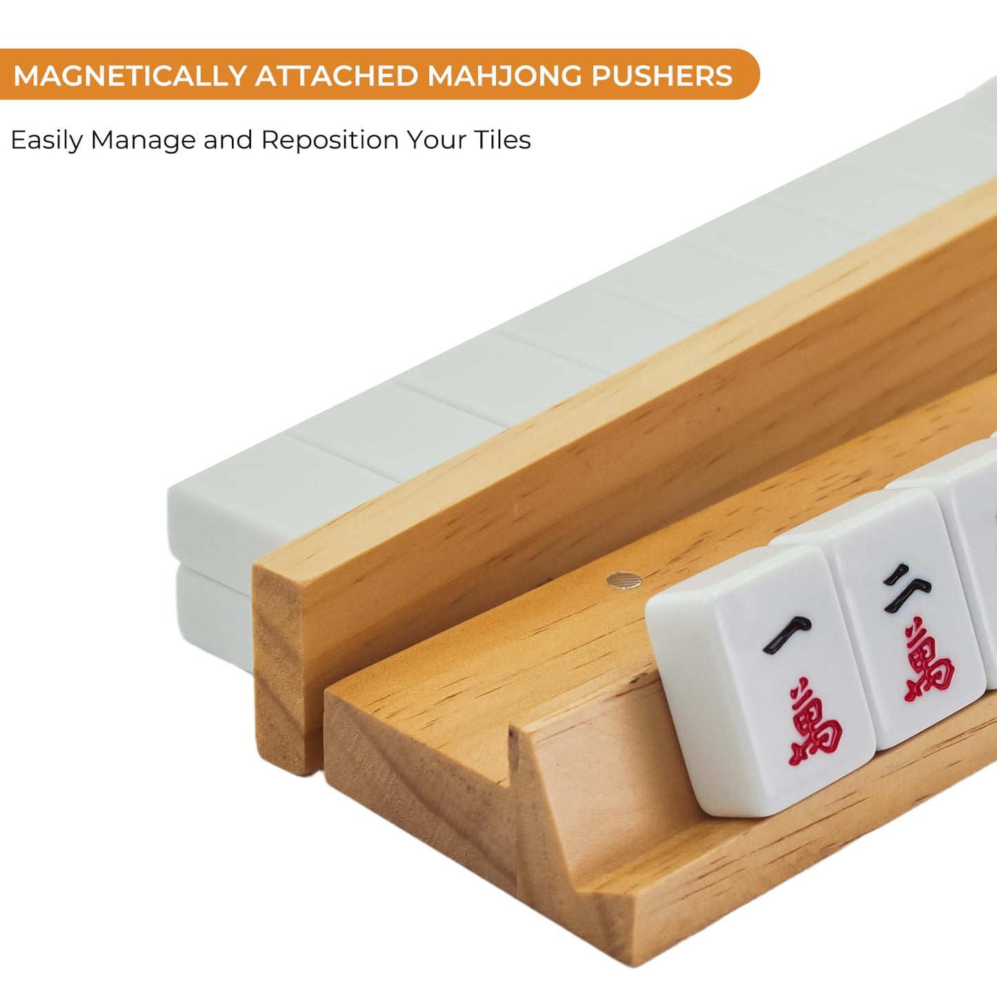 4PCS Wooden Mahjong Racks with Magnetic Pushers, 20" or 17.5" options