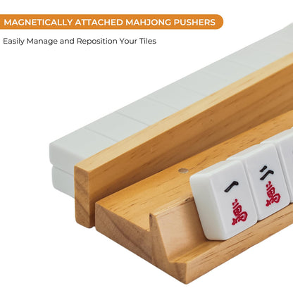 4PCS Wooden Mahjong Racks with Magnetic Pushers, 20" or 17.5" options