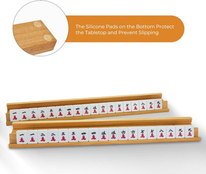 4PCS Wooden Mahjong Racks with Magnetic Pushers, 20" or 17.5" options
