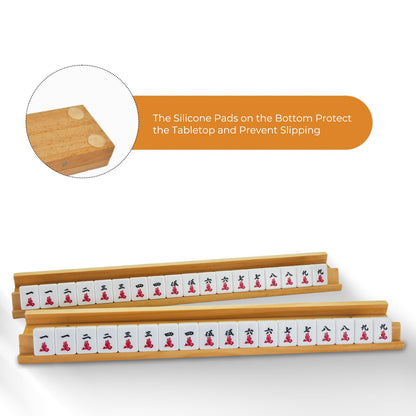 4PCS Wooden Mahjong Racks with Magnetic Pushers, 20" or 17.5" options