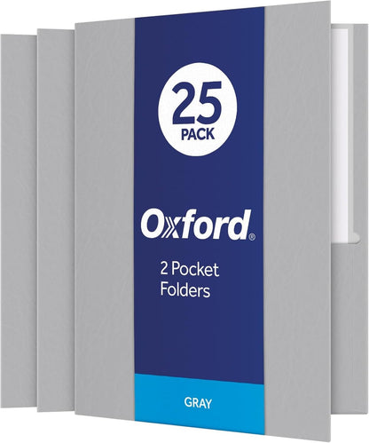 Oxford Two Pocket Folders, Textured Paper, Green, For School, Home, and Office, Letter Size, 25 Per Box (57503EE)