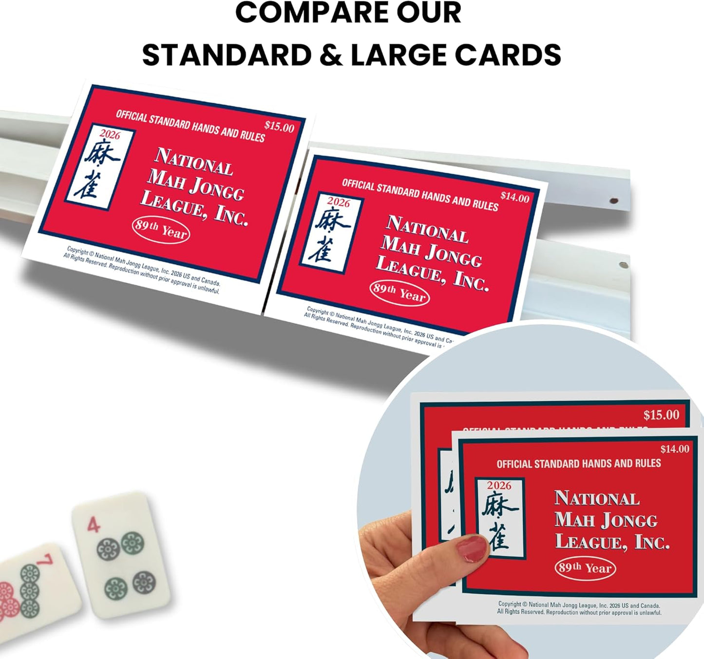 National Mah Jongg League 2026 Mahjong Large Size Cards Four-Pack