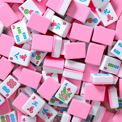 American Mahjong Set with pink tiles and racks/pushers included