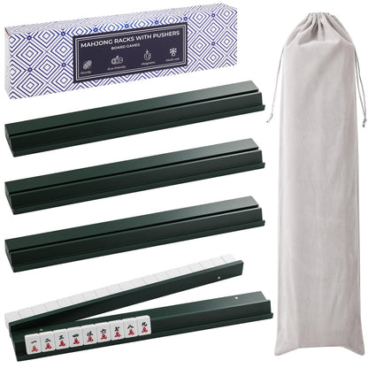 4PCS Wooden Mahjong Racks with Magnetic Pushers, 20" or 17.5" options