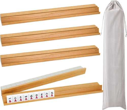 4PCS Wooden Mahjong Racks with Magnetic Pushers, 20" or 17.5" options