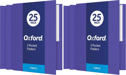 Oxford Two Pocket Folders, Textured Paper, Green, For School, Home, and Office, Letter Size, 25 Per Box (57503EE)