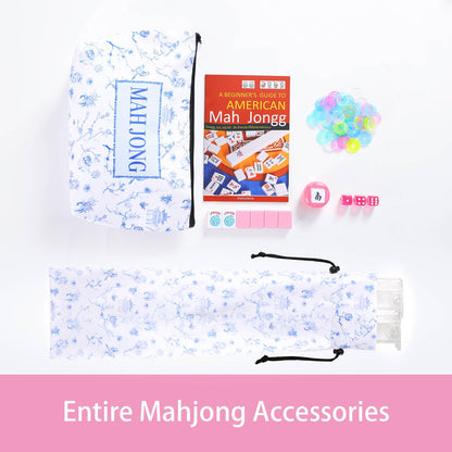 American Mahjong Set with pink tiles and racks/pushers included