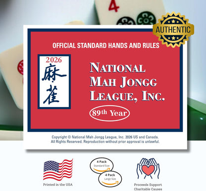 National Mah Jongg League 2026 Mahjong Large Size Cards Four-Pack