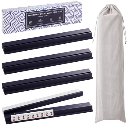 4PCS Wooden Mahjong Racks with Magnetic Pushers, 20" or 17.5" options