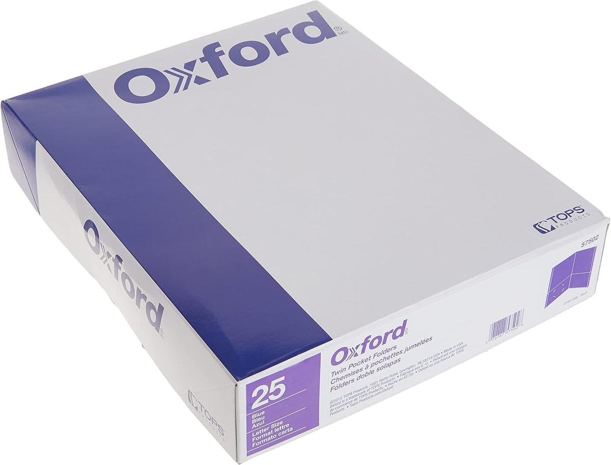 Oxford Two Pocket Folders, Textured Paper, Green, For School, Home, and Office, Letter Size, 25 Per Box (57503EE)