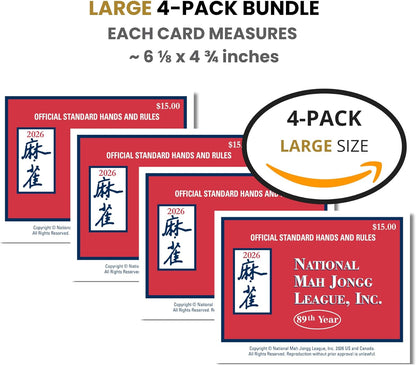 National Mah Jongg League 2026 Mahjong Large Size Cards Four-Pack
