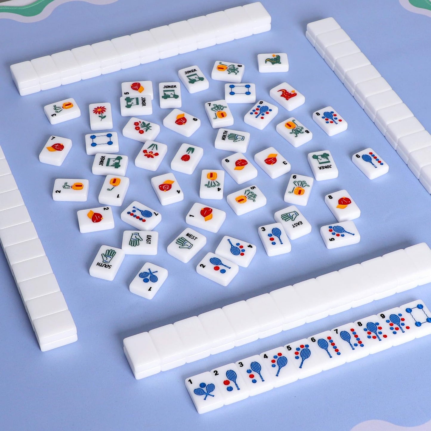 American Mahjong Set with pink tiles and racks/pushers included
