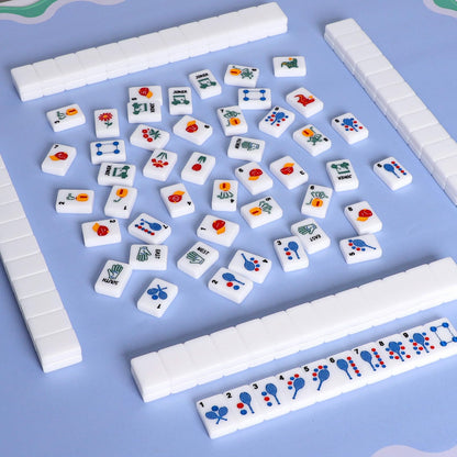 American Mahjong Set with pink tiles and racks/pushers included