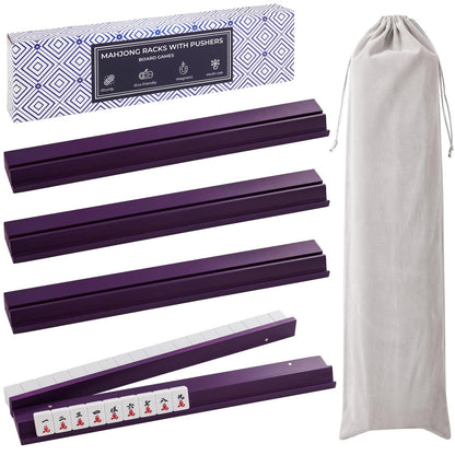 4PCS Wooden Mahjong Racks with Magnetic Pushers, 20" or 17.5" options
