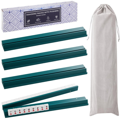 4PCS Wooden Mahjong Racks with Magnetic Pushers, 20" or 17.5" options
