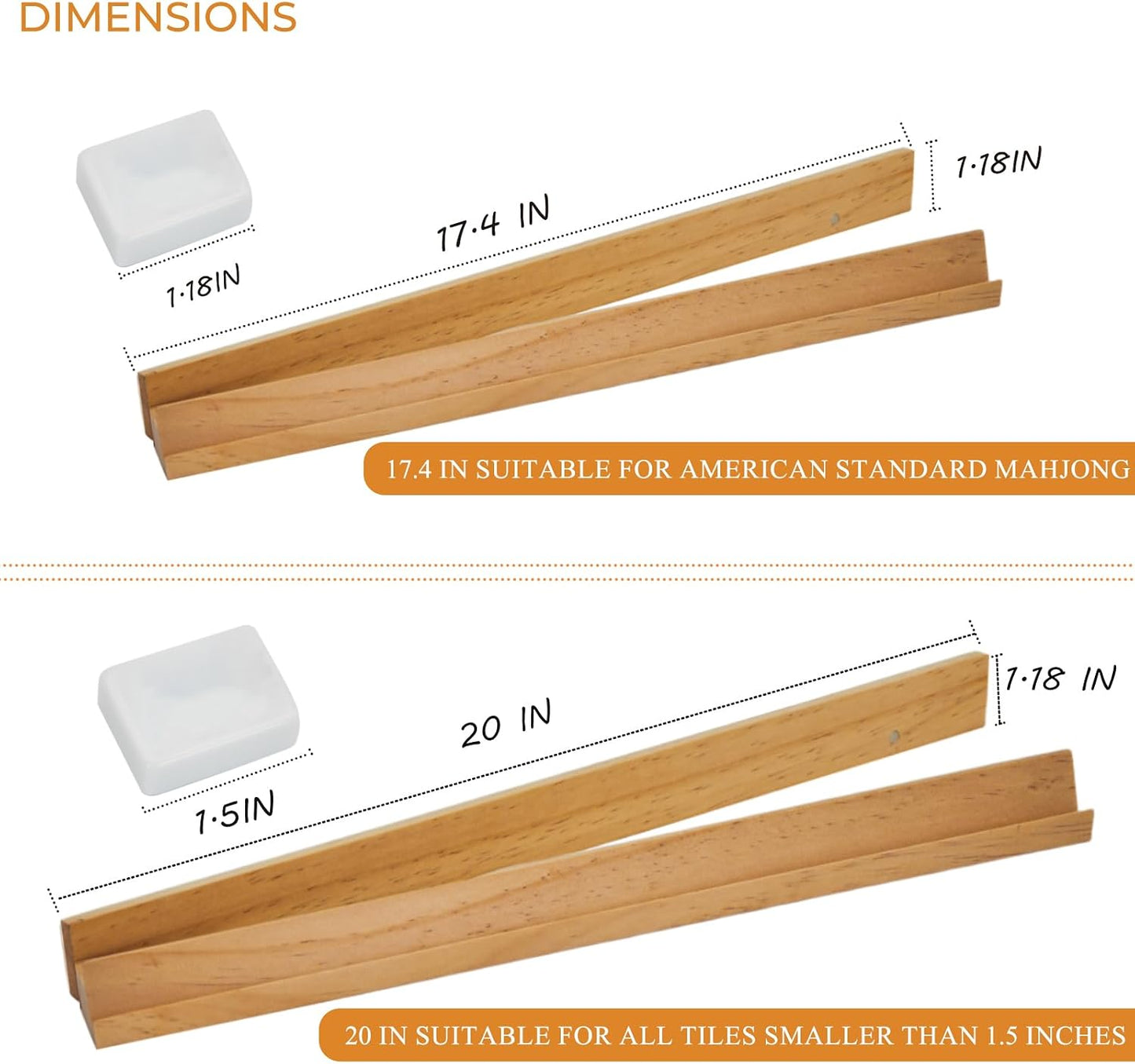 4PCS Wooden Mahjong Racks with Magnetic Pushers, 20" or 17.5" options