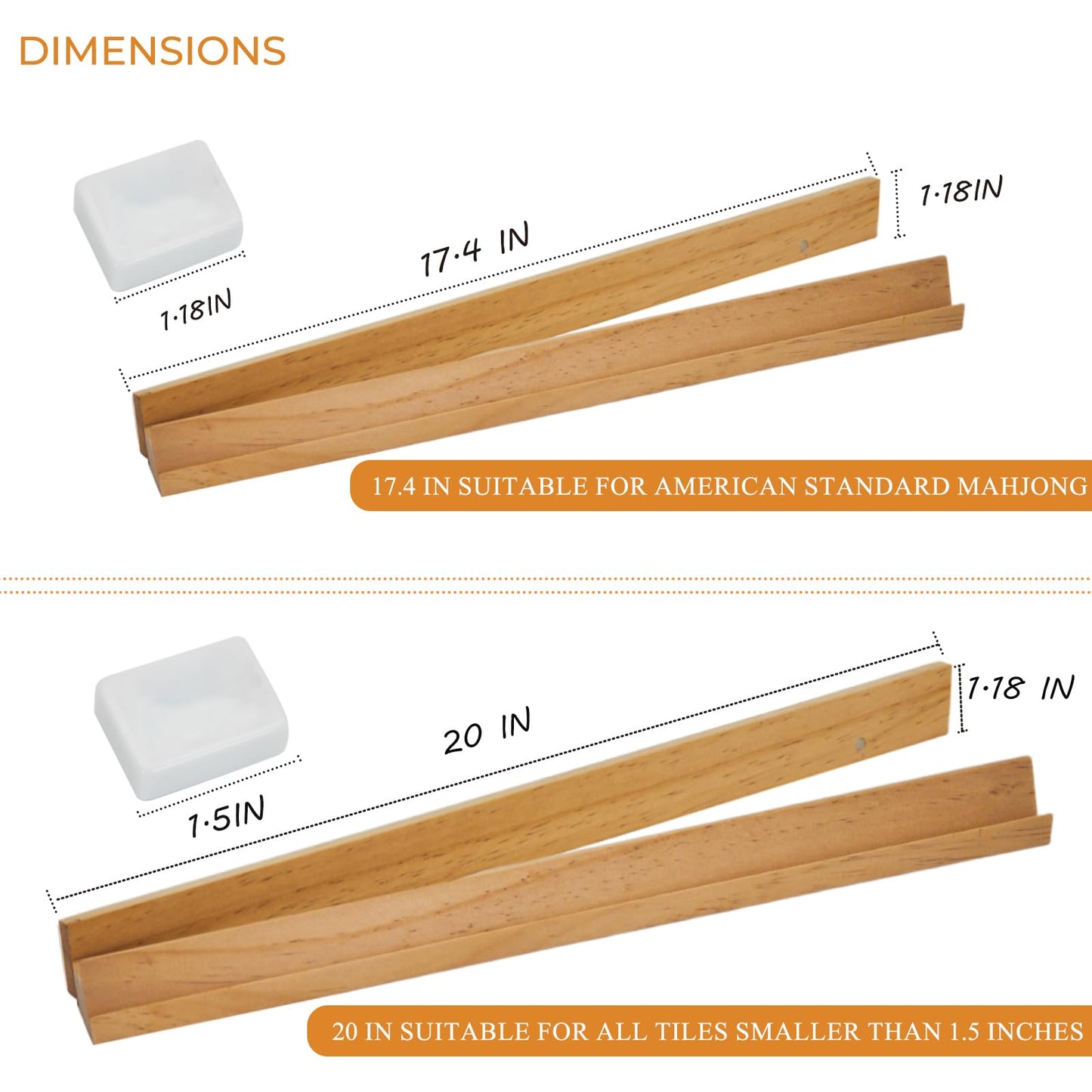 4PCS Wooden Mahjong Racks with Magnetic Pushers, 20" or 17.5" options