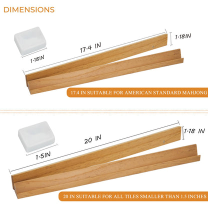 4PCS Wooden Mahjong Racks with Magnetic Pushers, 20" or 17.5" options