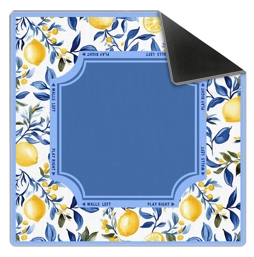 Blue and Yellow Summer Italian Lemon Mahjong Mat