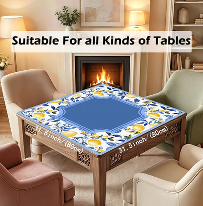 Blue and Yellow Summer Italian Lemon Mahjong Mat